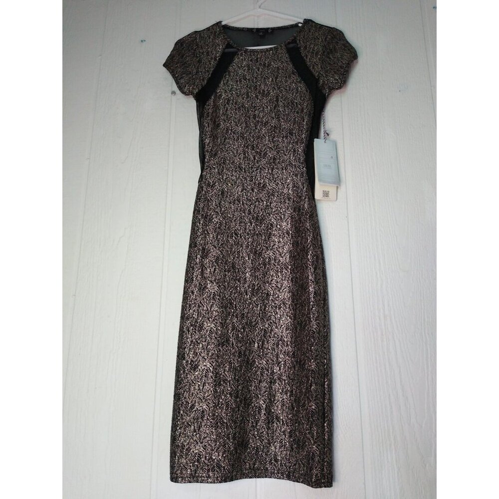 IRIS Womens Juniors Sz S Formal Cocktail Party Dress Black Silver Sheer Net Sexy